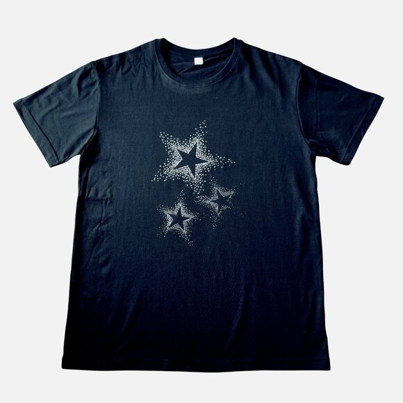 Theater Star Graphic T Shirt Size L Black Cotton Short Sleeve Top Glam - Picture 2 of 10